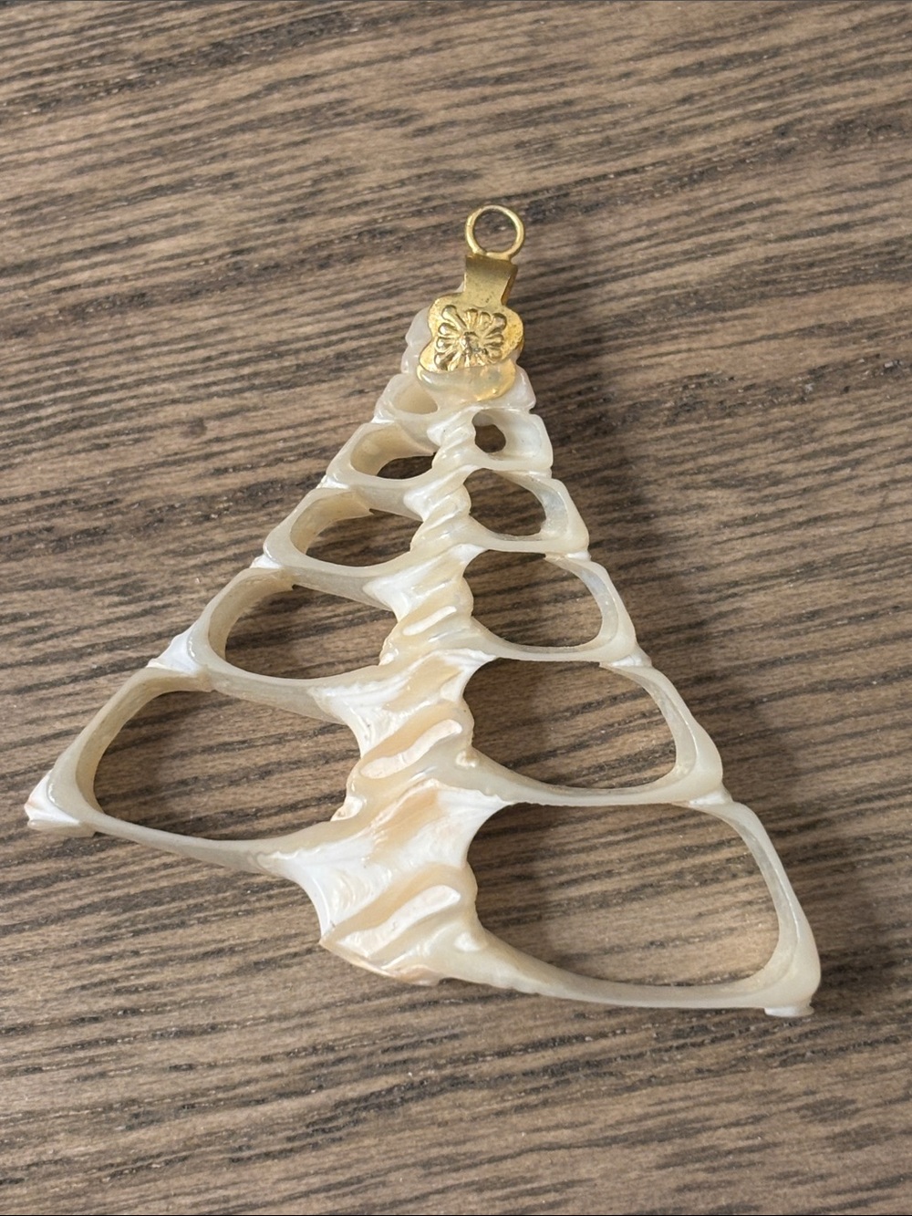 Organic Carved vintage Mother-of-Pearl Pendant with Gold Bail